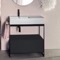 Console Sink Vanity With Ceramic Sink and Matte Black Drawer, 35